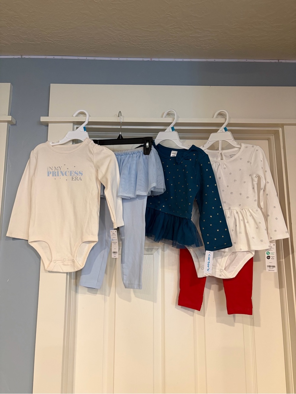Carter's Girls Multi-Color Matching Set - Cream, Light Blue, Teal, White, Red